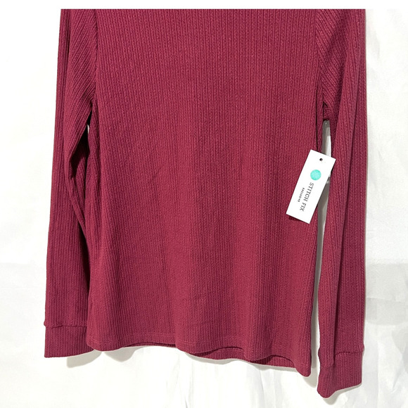 Pink Clover Top Womens Large Long Sleeve Mock Neck Ribbed Stitch Fix Mauve NEW - Picture 5 of 11